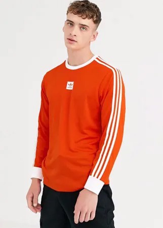 Оранжевый лонгслив с 3 полосами adidas Skateboarding