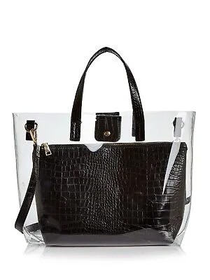 AQUA Женская черная сумка-кошелек из ПВХ с двойным плоским ремешком