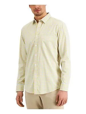 CLUBROOM Мужская желтая легкая классическая повседневная рубашка в клетку с карманами на пуговицах S