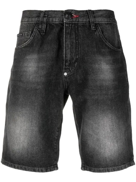 Philipp Plein washed denim shorts, черный