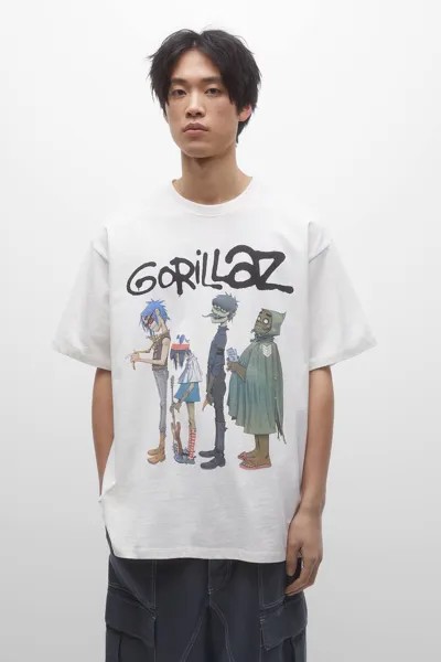 Белая футболка Gorillaz Pull&Bear, белый