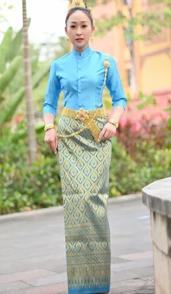 Традиционные фигурки Тайланда одежда для женщин, топ с воротником-стойкой, юбка для тайского клуба, клуба, ресторана