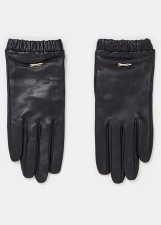 Черные кожаные перчатки с оборкой Paul Costelloe-Черный цвет