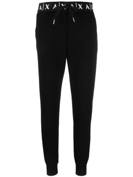 Armani Exchange спортивные брюки с кулиской и логотипом, черный
