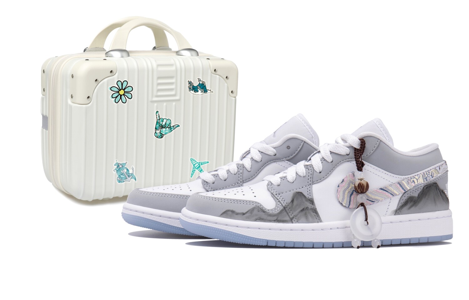 Кроссовки Air Jordan 1 Vintage Basketball Shoes Women's Low-top Grey/white, белый/серый
