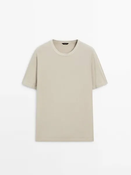 Хлопковая футболка с окрашенным эффектом Massimo Dutti, желтый