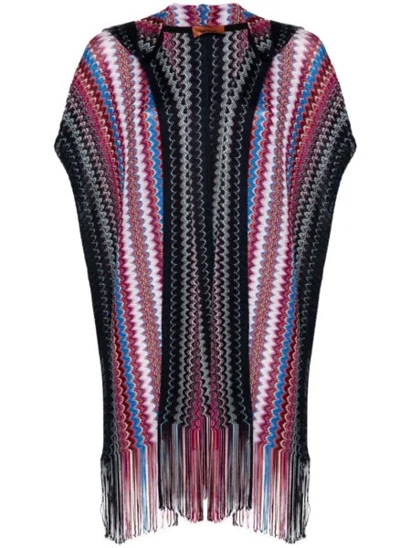 Missoni пончо с узором зигзаг, розовый