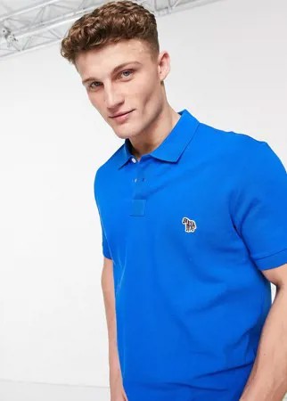 Ярко-синяя футболка-поло с логотипом-зеброй PS Paul Smith-Голубой
