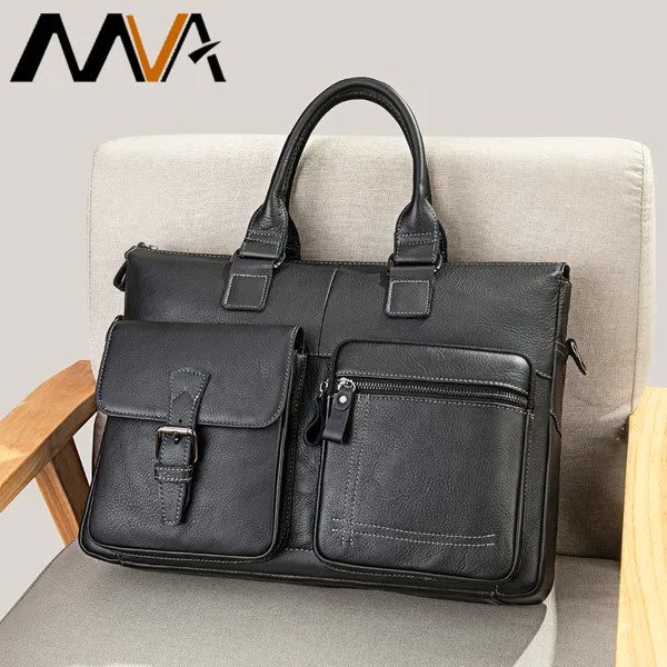 Мужской портфель MVA, сумка для ноутбука 15 дюймов для женщин и мужчин, кожаные сумки-мессенджеры через плечо, мужская сумка, портфель для доку...