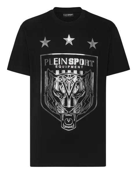 Футболка с круглым вырезом SS Tiger Crest Edition Plein Sport, цвет Black/Silver