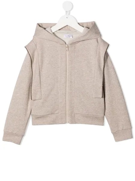 Brunello Cucinelli Kids худи на молнии с оборками