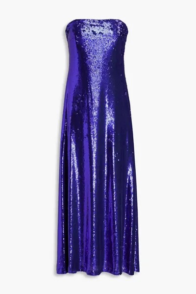 Сетчатое платье миди Talia без бретелек с пайетками Halston, фиолетовый