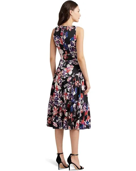 Платье LAUREN Ralph Lauren Floral Twist-Front Mousseline Dress, цвет Black/Purple/Multi