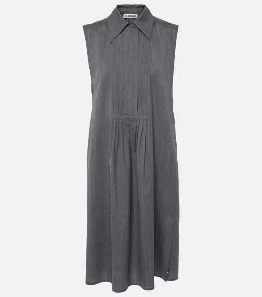 Шерстяное мини-платье Jil Sander, серый