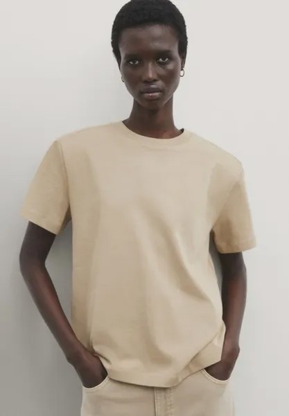 Базовая футболка Heavy Short Sleeve Massimo Dutti, цвет camel