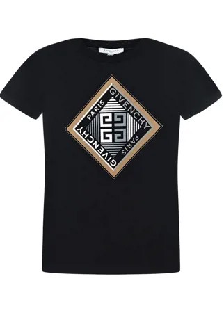 Черная футболка с логотипом в ромбе Givenchy детская
