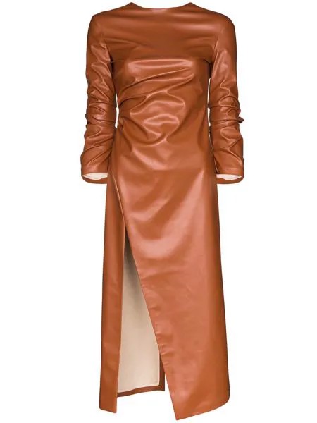 A.W.A.K.E. Mode платье миди из искусственной кожи с разрезом
