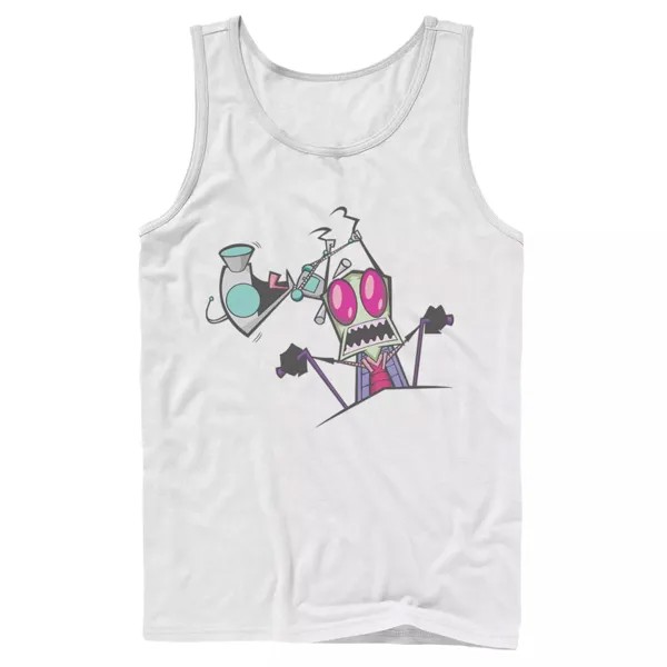 Мужская майка Nickelodeon Invader Zim Gir Pulling Zim's Antennas с портретным рисунком и графикой