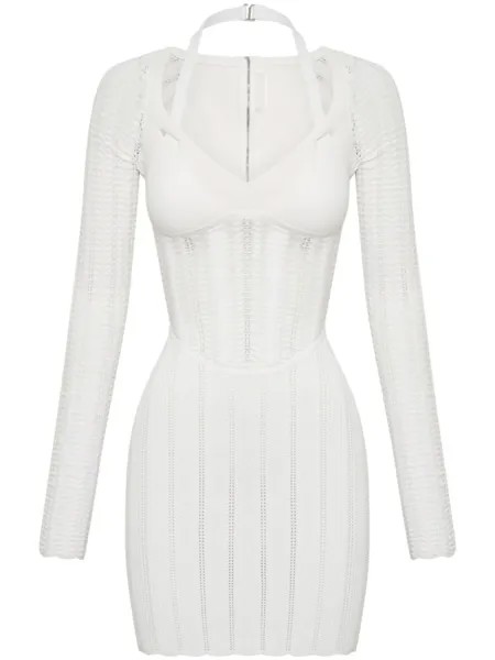 Платье мини рыхлой вязки Dion Lee, белый
