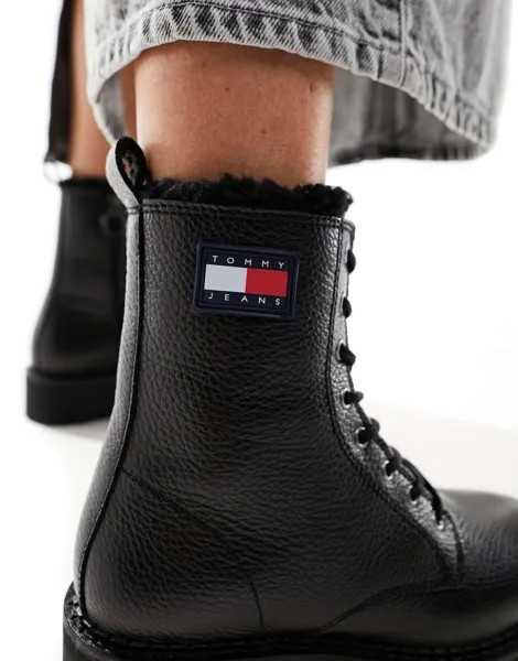 Черные городские кожаные ботинки Tommy Jeans