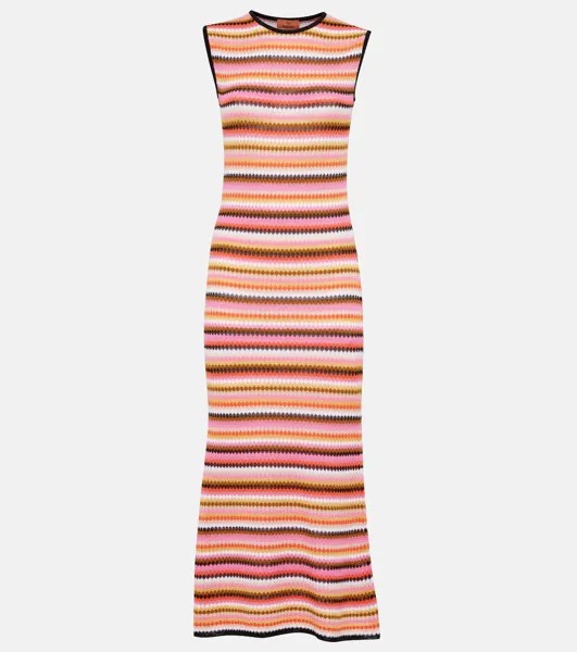 Платье миди из смесового хлопка Missoni, мультиколор