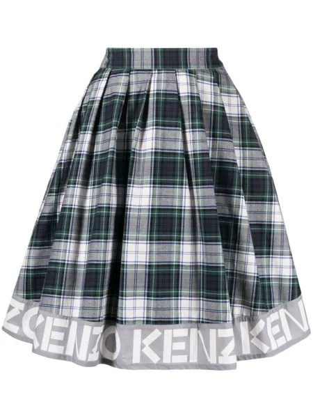 Kenzo клетчатая рубашка с логотипом, зеленый