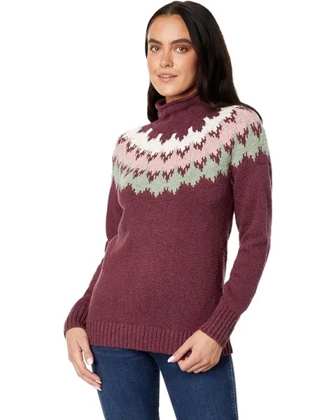 Свитер L.L.Bean Cotton Ragg Funnel Neck Pullover Fair Isle, цвет Deep Wine Fair Isle