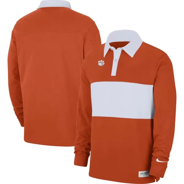Мужская оранжевая рубашка-поло с длинными рукавами в полоску Clemson Tigers Nike