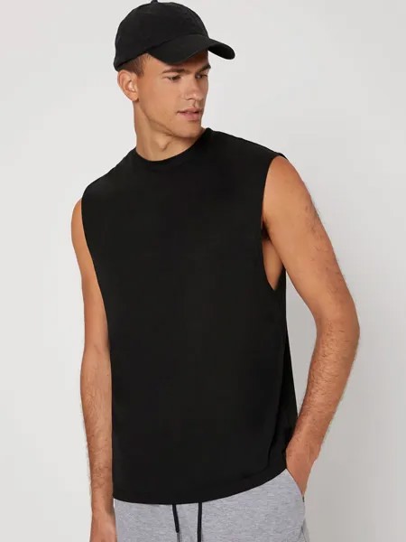 Мужская однотонная майка Manfinity Basics, черный цвет