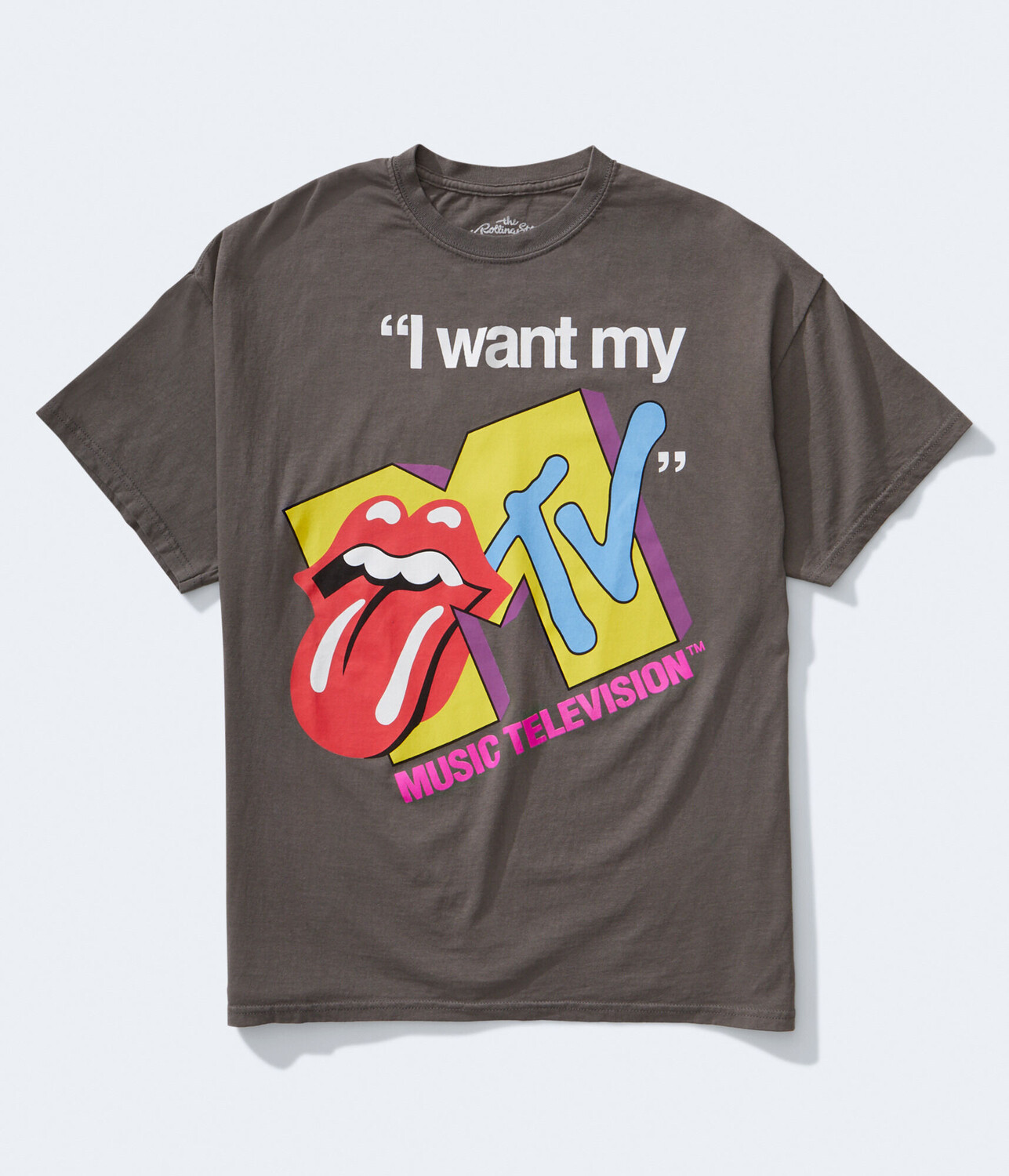 Футболка с рисунком MTV X Rolling Stones Aeropostale, серый
