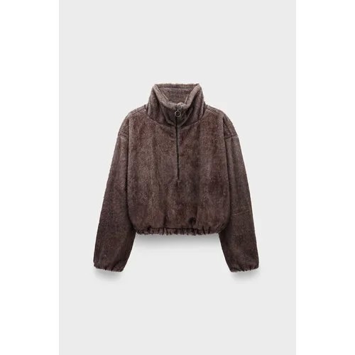 Куртка One Teaspoon sauvage faux fur cropped pullover jacket ash, размер 44, коричневый