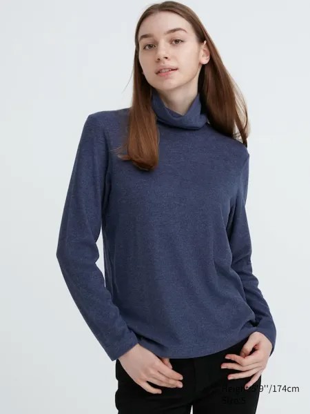 Водолазка из флиса heattech Uniqlo, синий