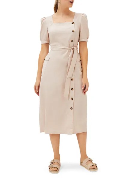 Льняное платье Phase Eight Elletta с квадратным вырезом, камень