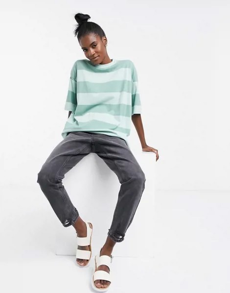 Футболка в стиле oversized с однотонными полосками ASOS DESIGN-Зеленый цвет
