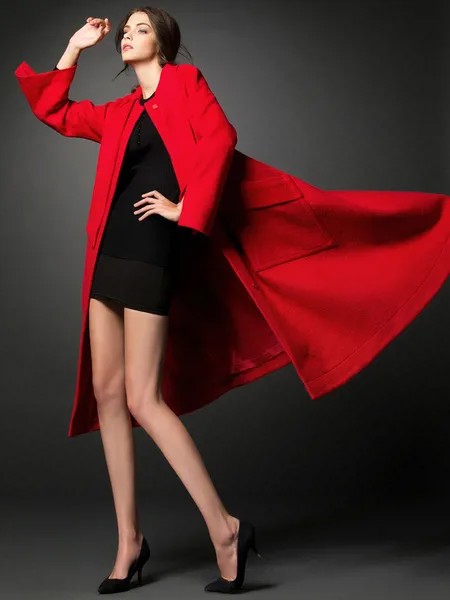 Milanoo Red Wool Coat Long Sleeve Shawl Collar Women's Winter Coats