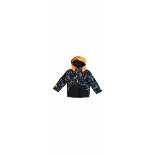 Горнолыжная куртка Quiksilver для мальчиков, капюшон, утепленная, размер 4, мультиколор, черный