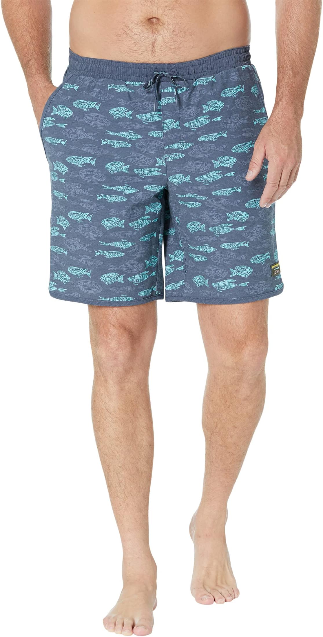 Шорты для плавания All Adventure с принтом 9 дюймов L.L.Bean, цвет Carbon Navy Fish Print