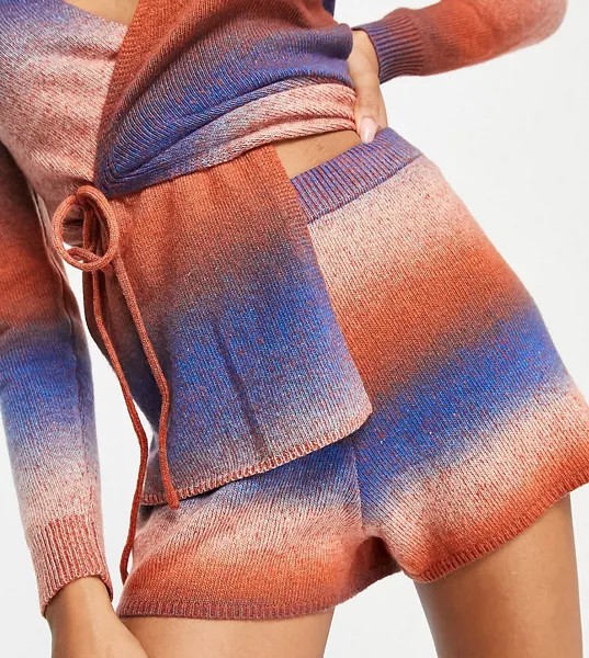 Эксклюзивные трикотажные пляжные шорты с эффектом омбре от комплекта Fashion Union-Разноцветный