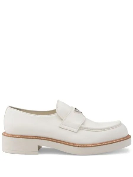 Лоферы с логотипом Prada, бежевый