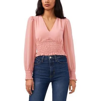 1. Женская розовая прозрачная блузка с v-образным вырезом, укороченная рубашка State S BHFO 7024