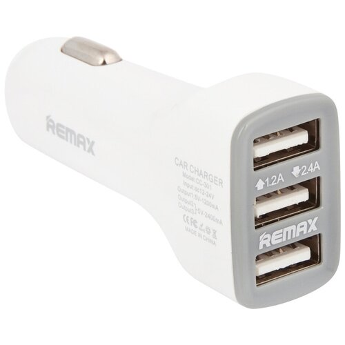 Автомобильное зарядное устройство REMAX с 3 USB выходами Car Charger JIAN CC301 ток заряда 3,6А (белое)