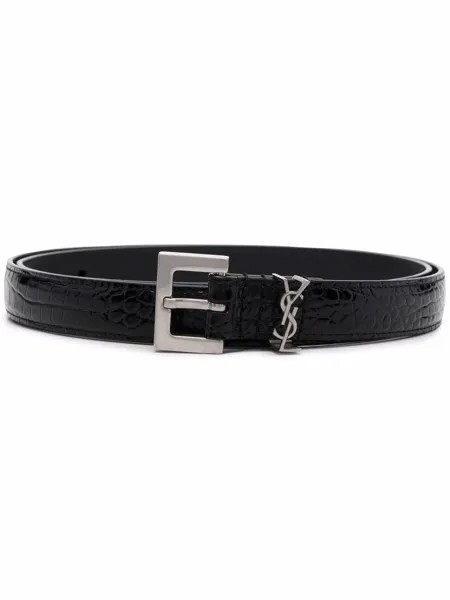 Saint Laurent ремень с тиснением под кожу крокодила
