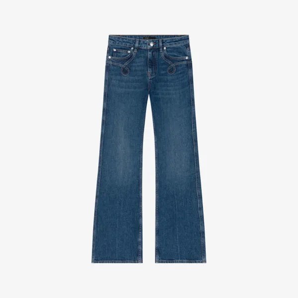 Расклешенные джинсы из эластичного денима с карманами и вышивкой Maje, цвет bleus