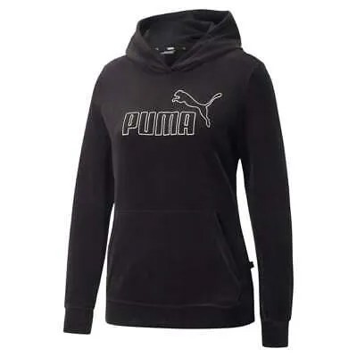 Puma Essentials Velour Logo Pullover Hoodie Mens Black Casual Outerwear 67000801
