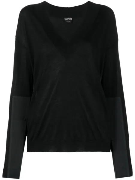 TOM FORD джемпер с V-образным вырезом, черный