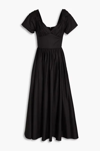 Платье миди со сборками из смесового хлопка Vivetta, черный