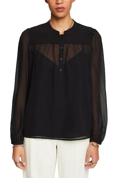 Прозрачная блузка с пуговицами Esprit, черный