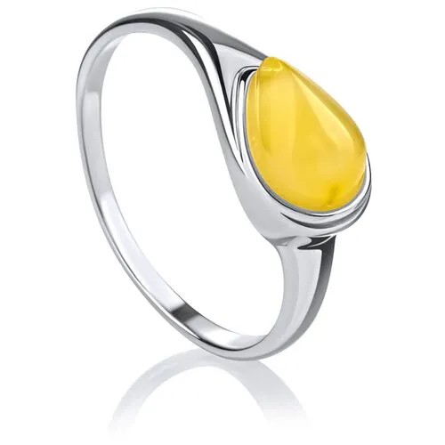 Amberholl Нежное кольцо «Орфей» из серебра и натурального балтийского янтаря медового цвета