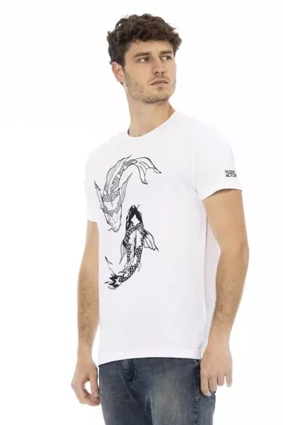 Мужская хлопковая футболка Trussardi Action Chic с круглым вырезом, белый