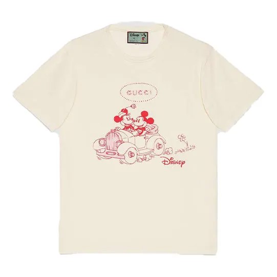 Футболка GUCCI x Disney Year Of The Rat Limited Mickey Printed Retro For Men Beige, цвет creamy